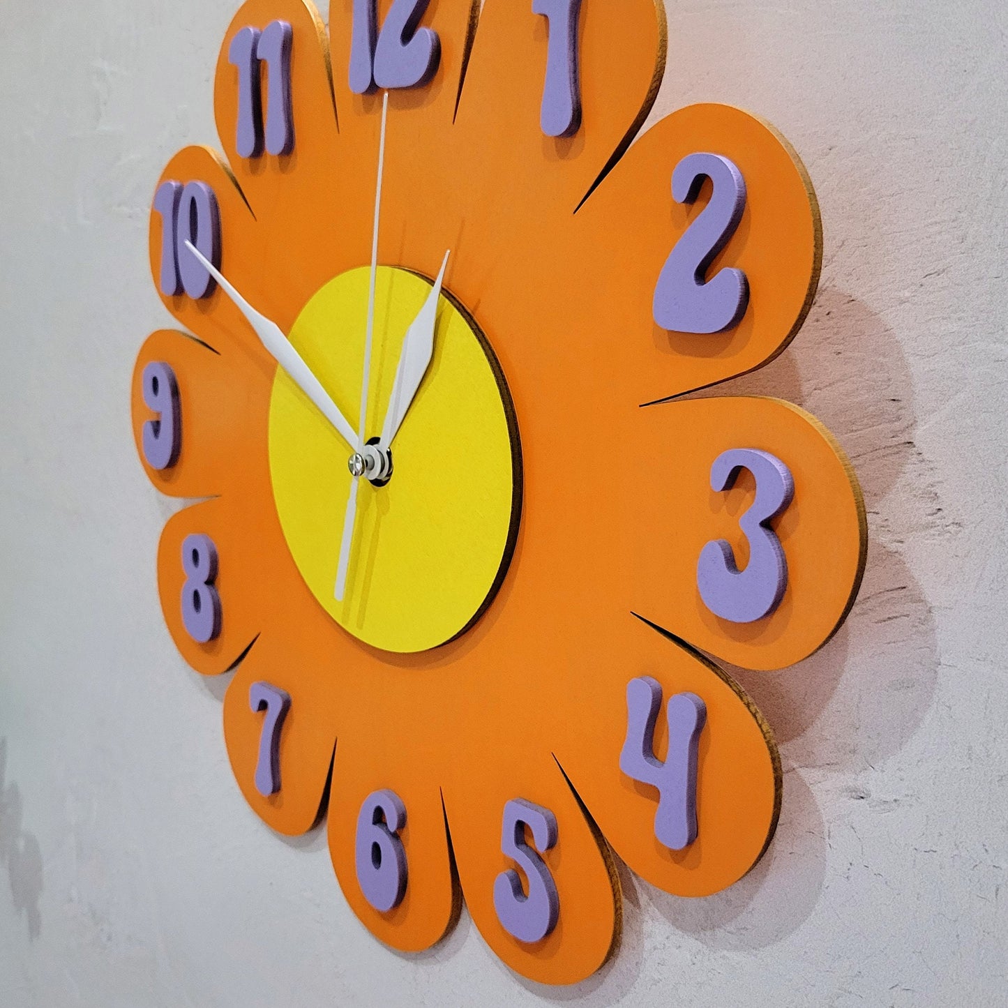 Orange Daisy Wall Clock