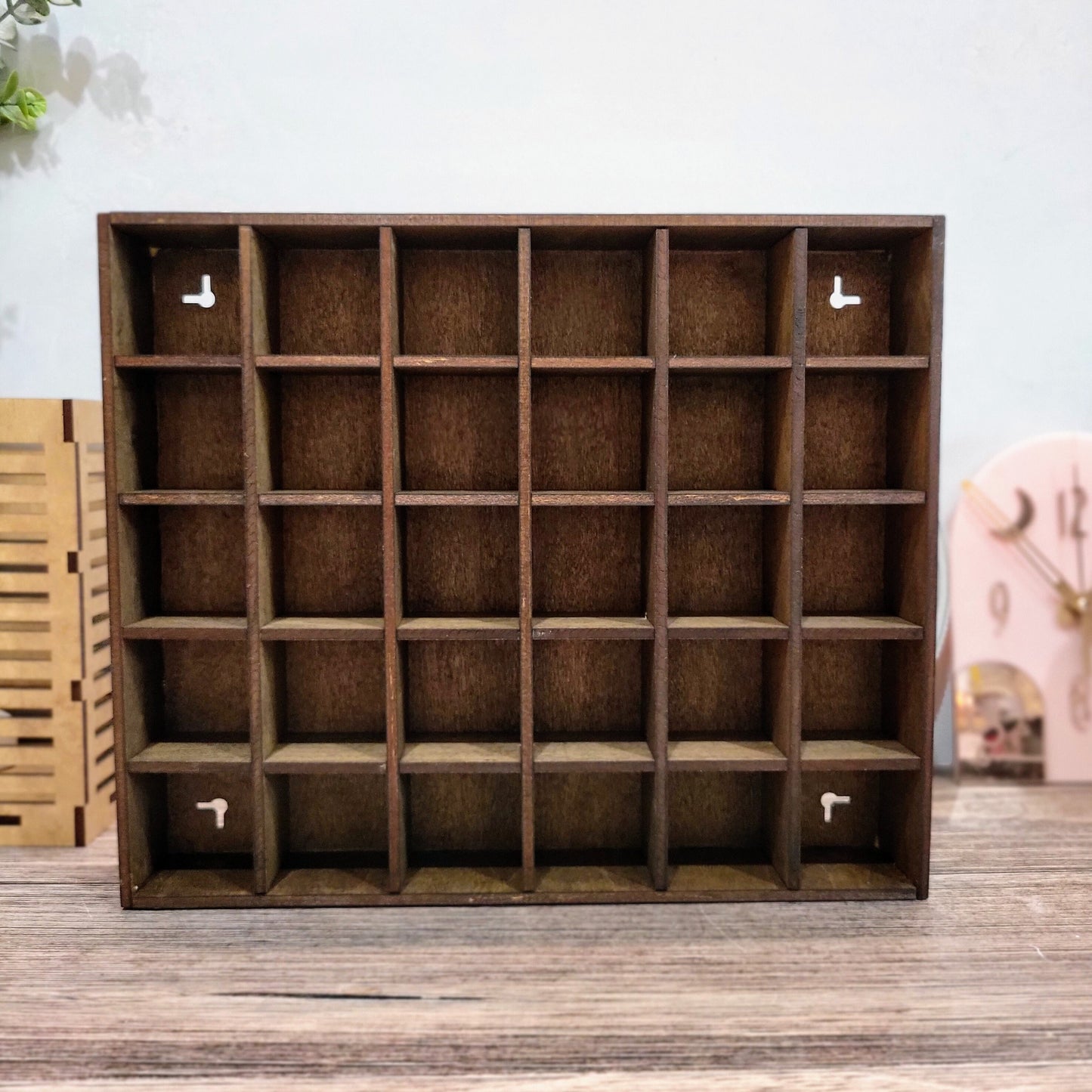 30 Compartment Wooden Display Shelf 2"X2"