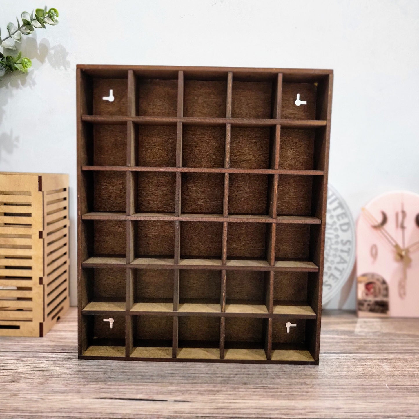 30 Compartment Wooden Display Shelf 2"X2"