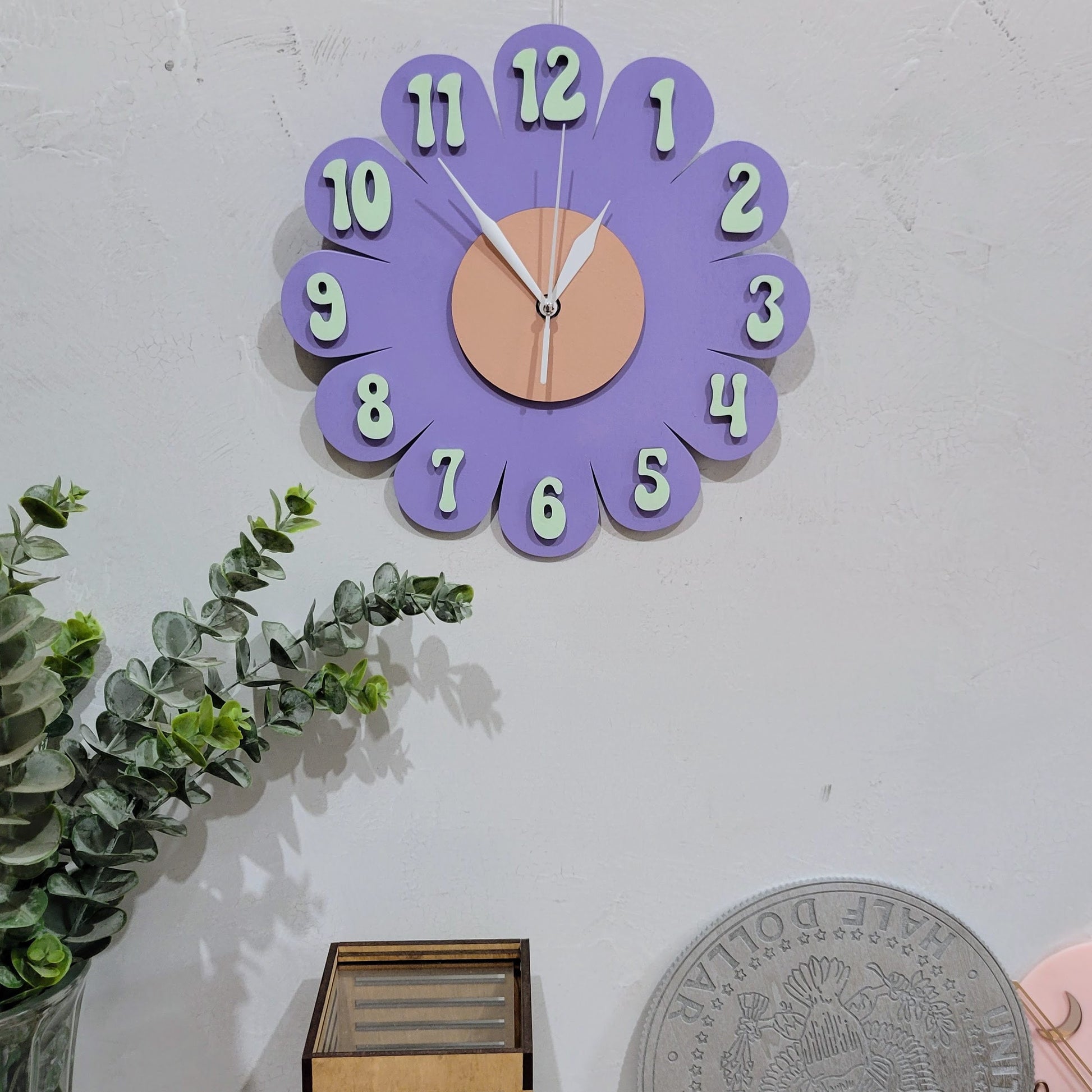 Lavender Daisy Wall Clock
