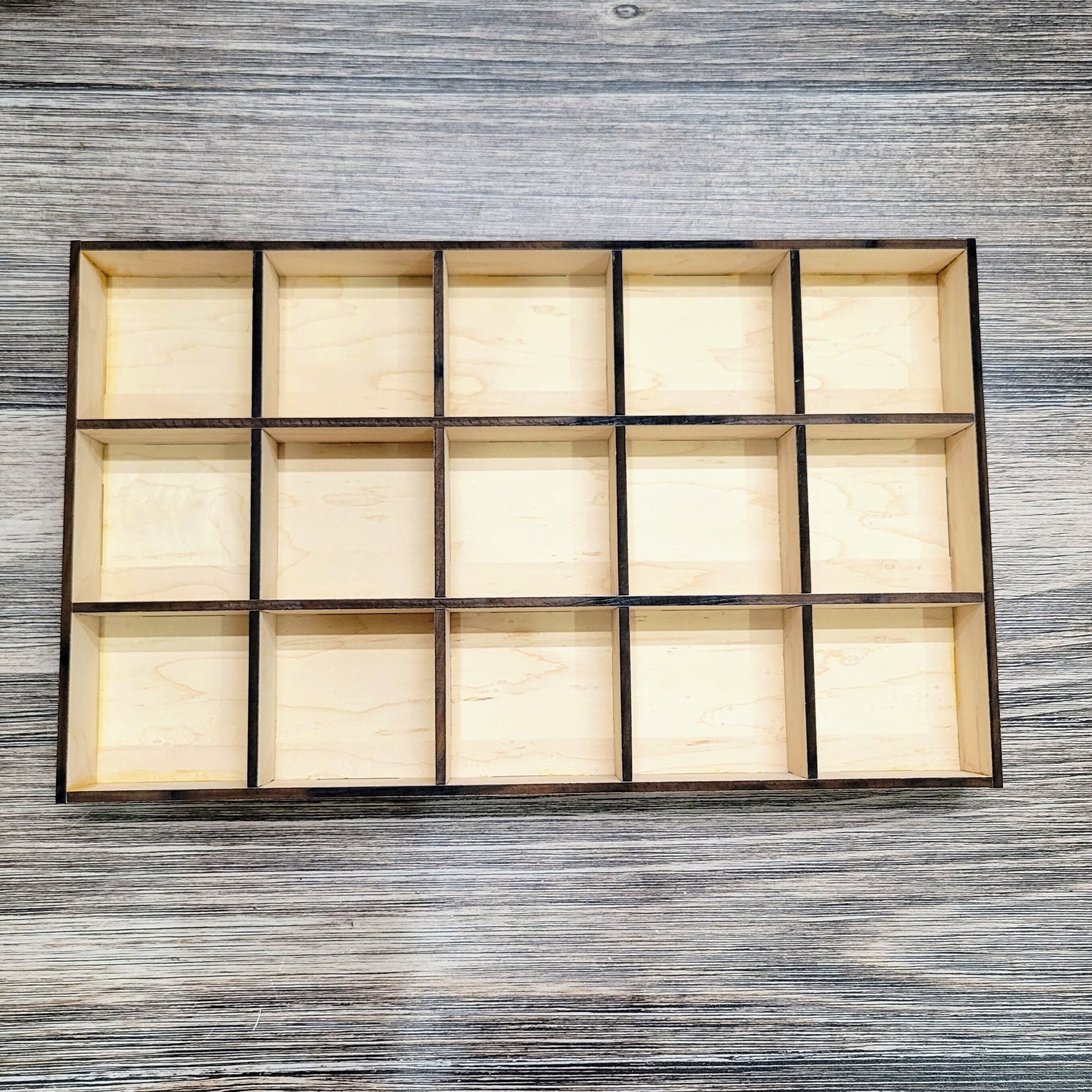 15 Compartment Wooden Display Shelf 3"x3"