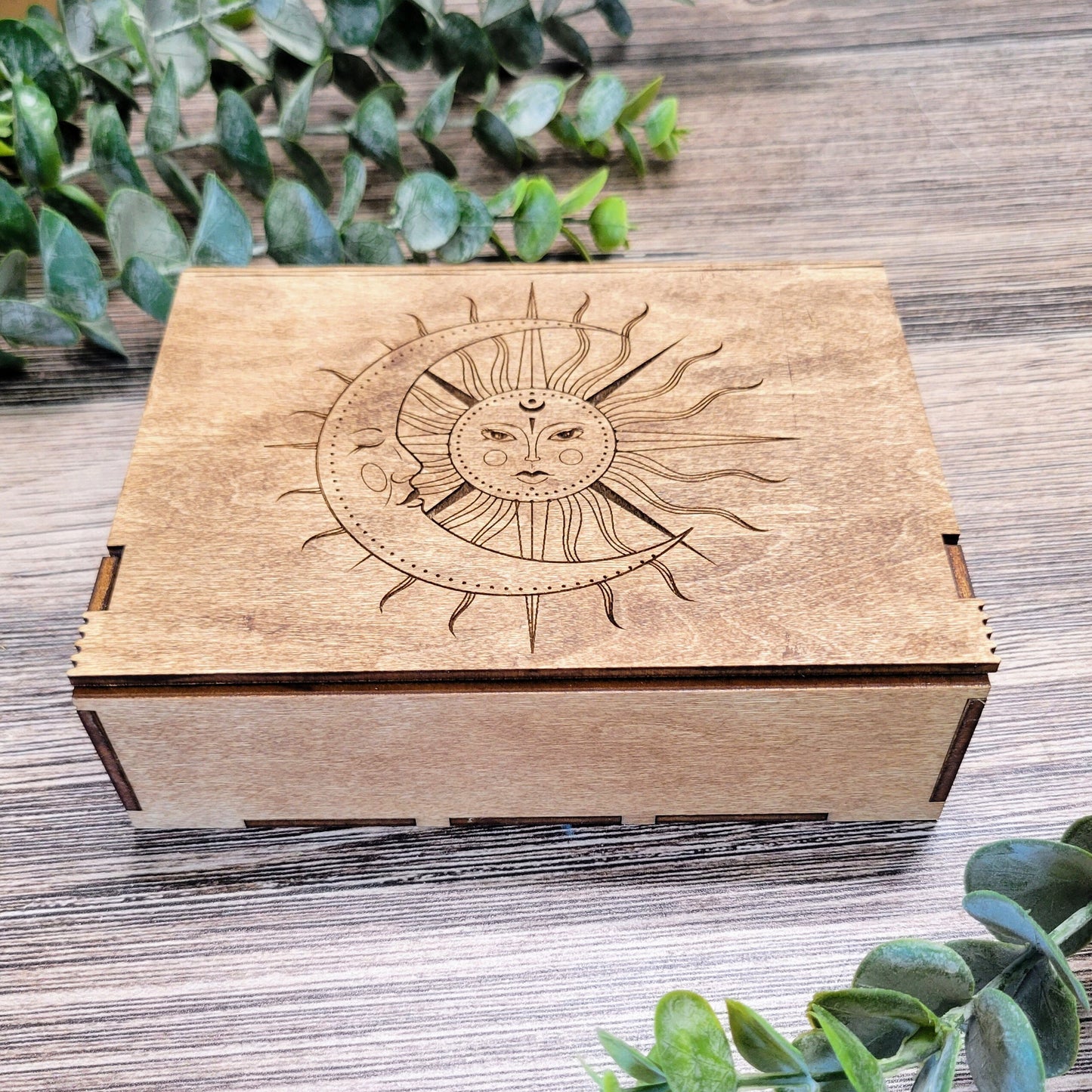 Celestial Sun & Moon Box - Custom Box - Jewelry Box- Stash Box Gift - Custom Gift Box - Tarot Card Deck Box Decor - Sun Moon Decor Gift