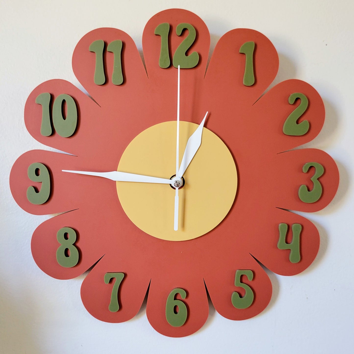 Retro Vintage 1970s Inspired Daisy Wall Clock - Funky Wall Clock - Retro Clock - Flower Power - Nursery Clock - Kitchen Clock - Pastel Clock