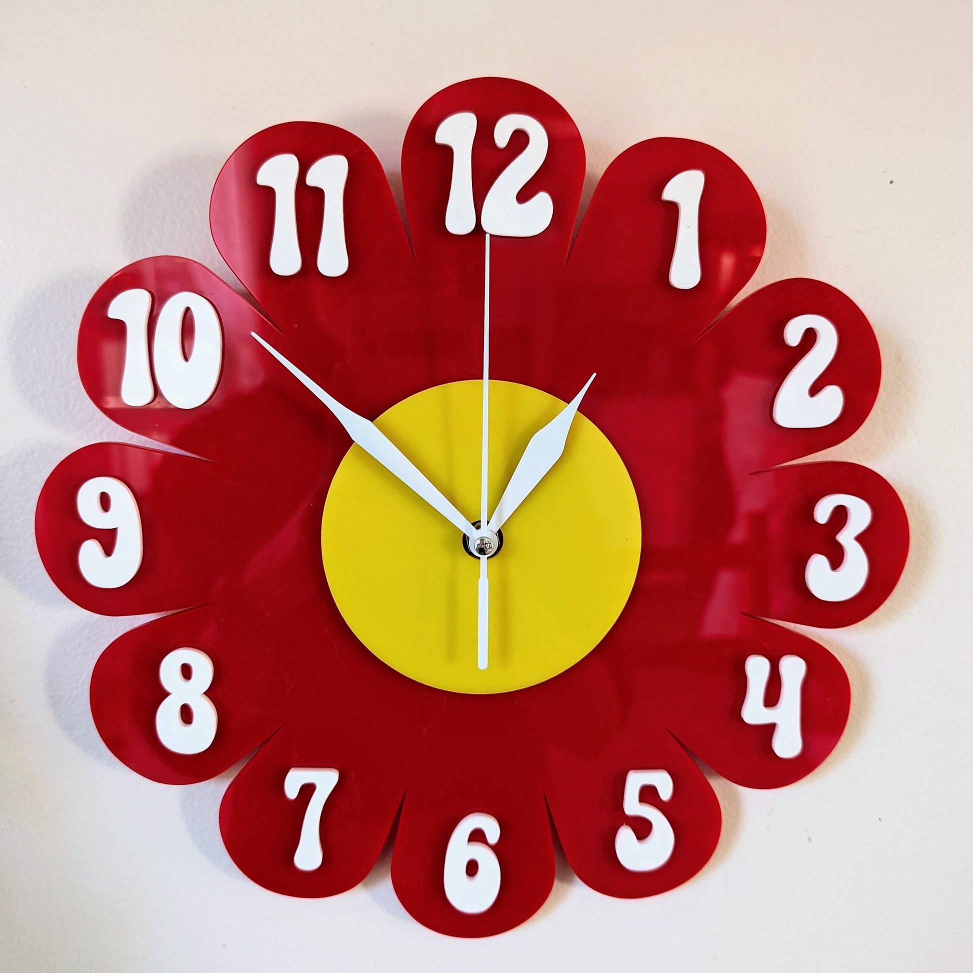 Red Daisy Wall Clock