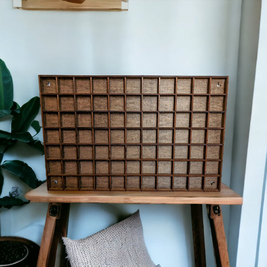 77 Compartment Wooden Display Shelf - 55mmx55mm - Trinket Shelf - Curio Cabinet