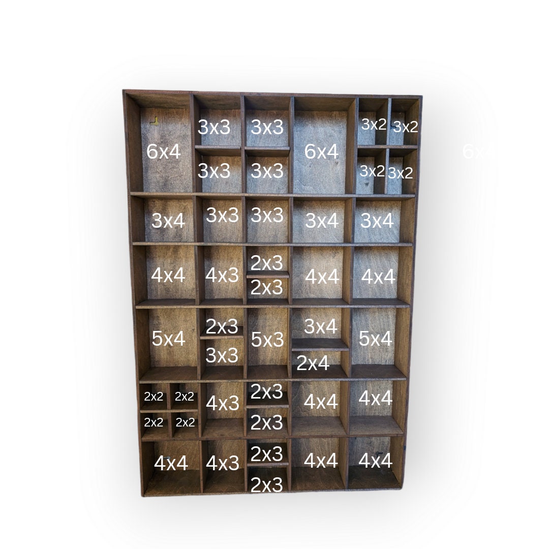 Shadow Box Wooden Display Shelf - Wall Cubby Shelf - Multiple Compartment Sizes - #5 - Trinket Shelf - Curio Cabinet