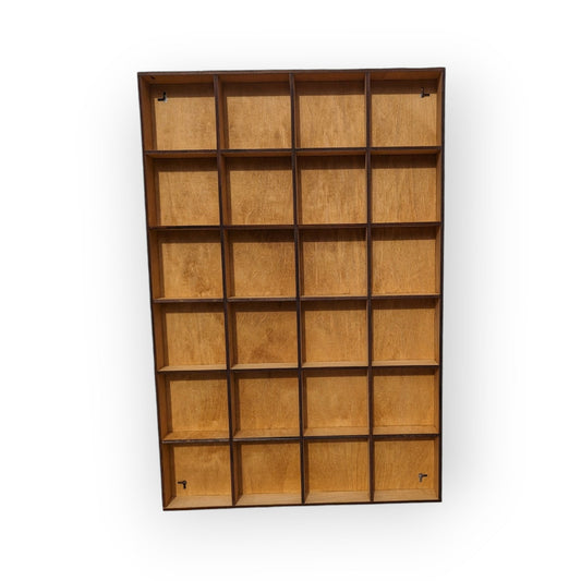 24 Compartment Wooden Display Shelf - 4x4 - Trinket Shelf - Curio Cabinet