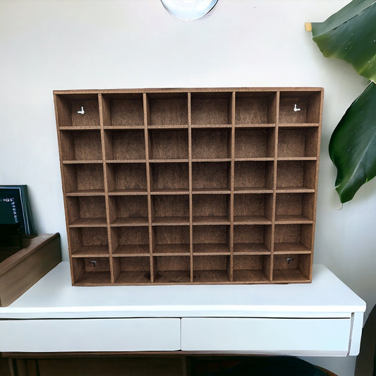 36 Compartment Wooden Display Shelf - 3x2.25 - Trinket Shelf - Curio Cabinet