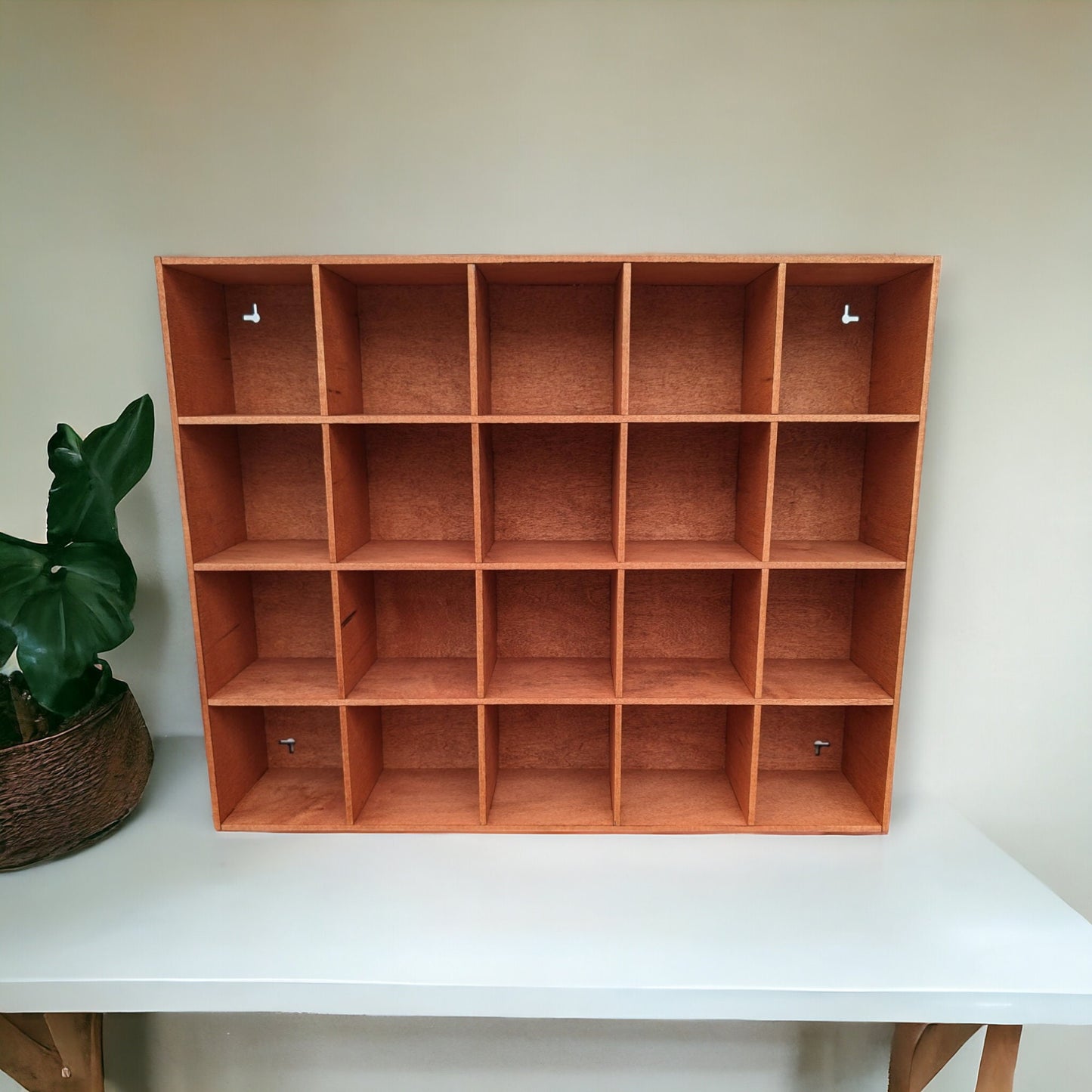 20 Compartment Wooden Display Shelf - 4x4 - Trinket Shelf - Curio Cabinet