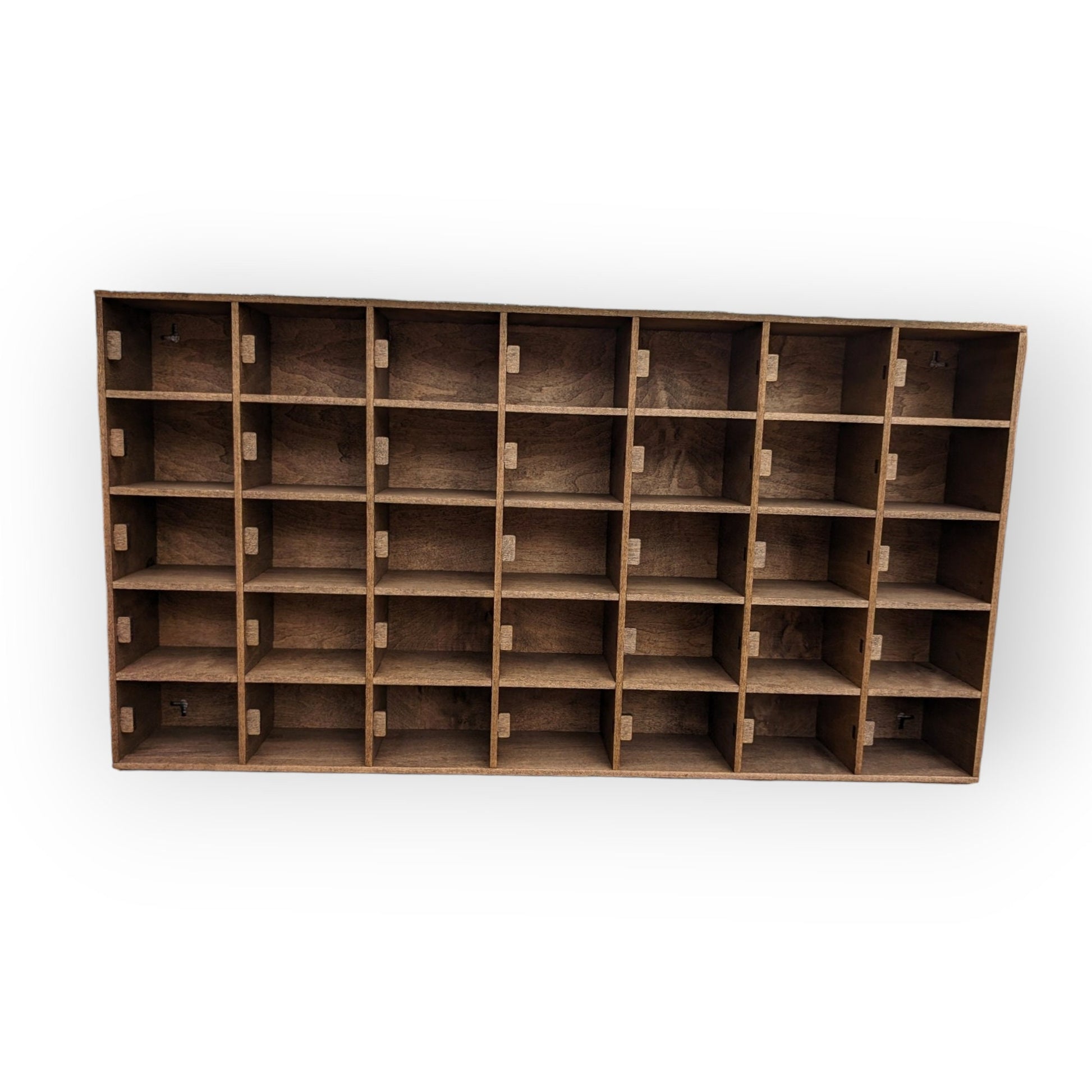35 Compartment Wooden Display Shelf - 2.5x3.5 - Trinket Shelf - Curio Cabinet