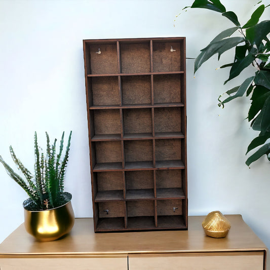 18 Compartment Wooden Display Shelf - 3x3 - Trinket Shelf - Curio Cabinet