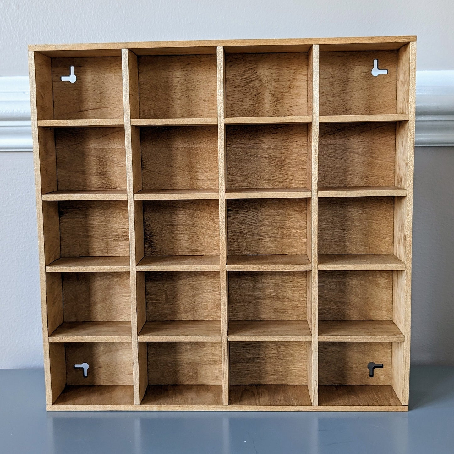 20 Compartment Wooden Display Shelf - 2.8x2.25 - Trinket Shelf - Curio Cabinet