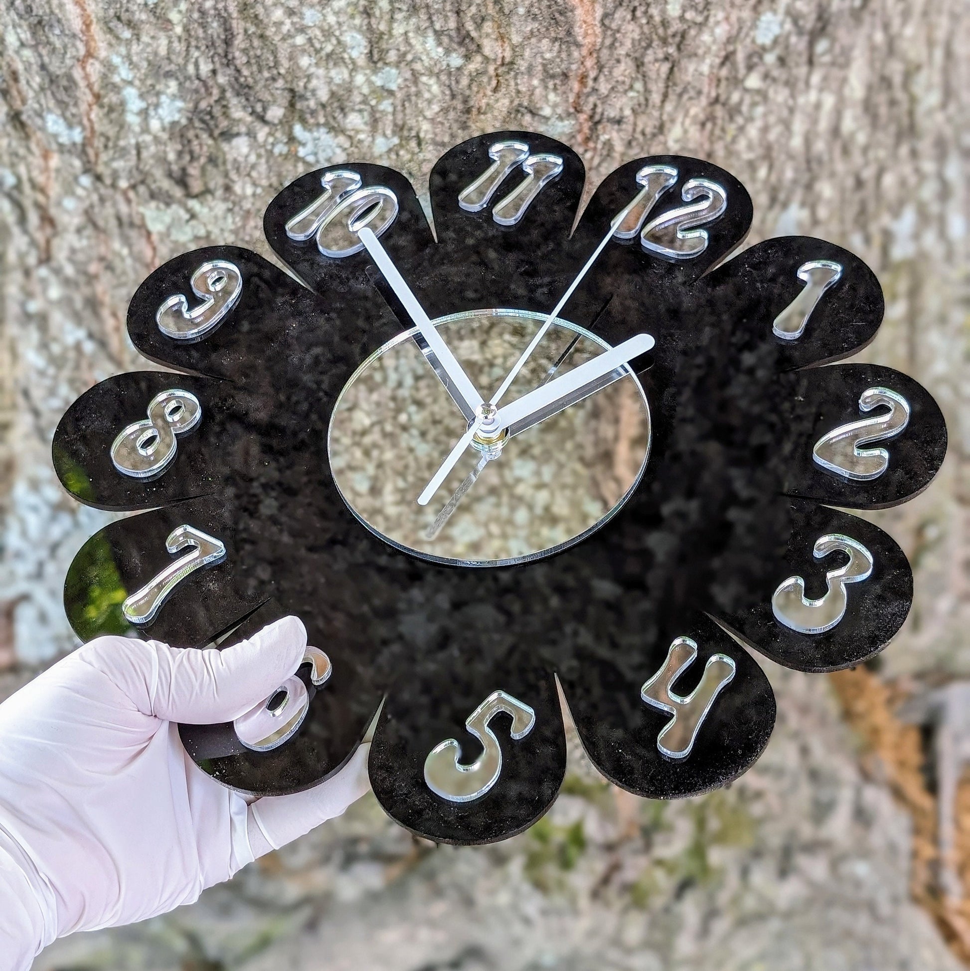 Black Daisy Wall Clock