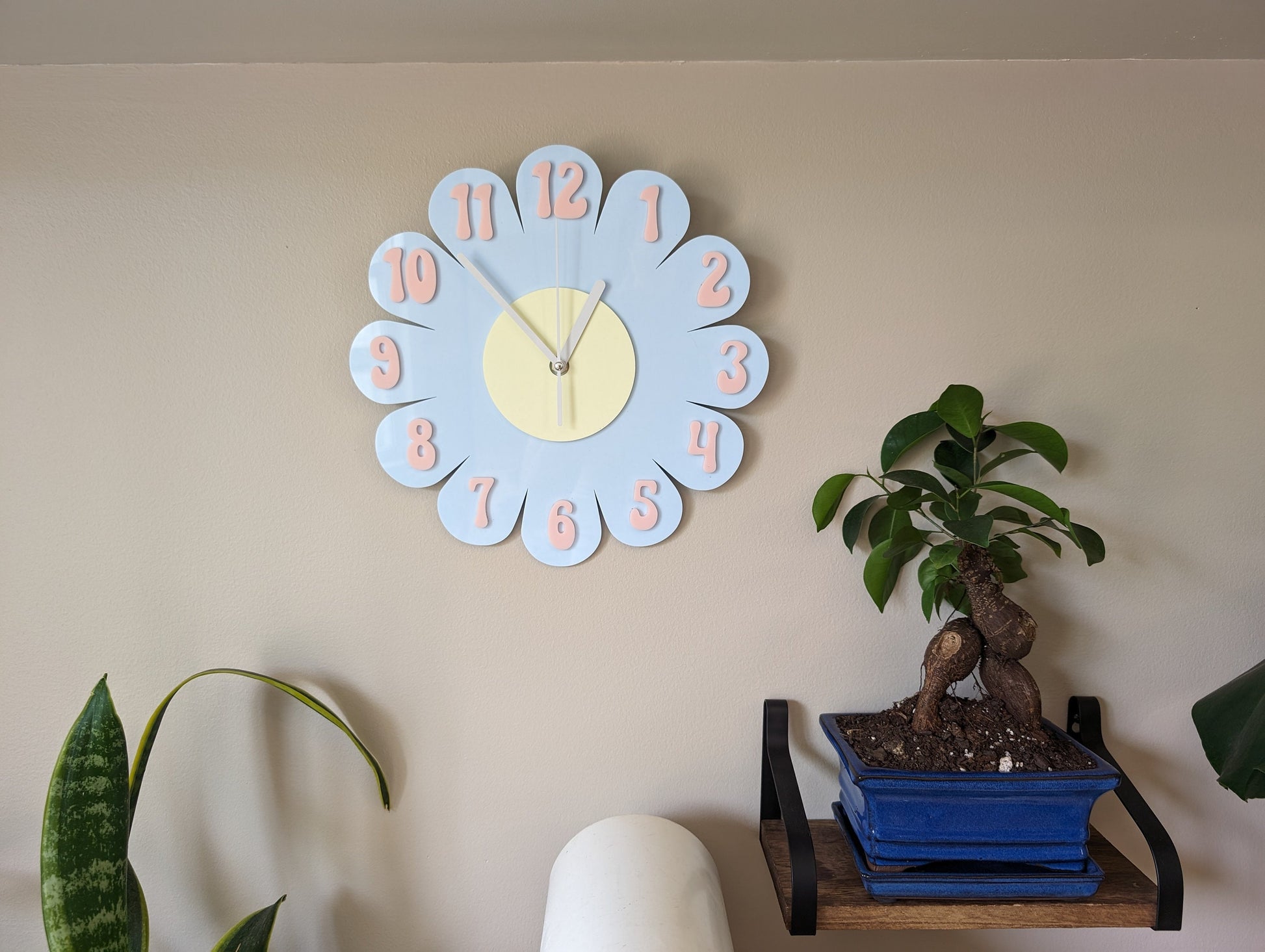 Baby Blue Daisy Wall Clock