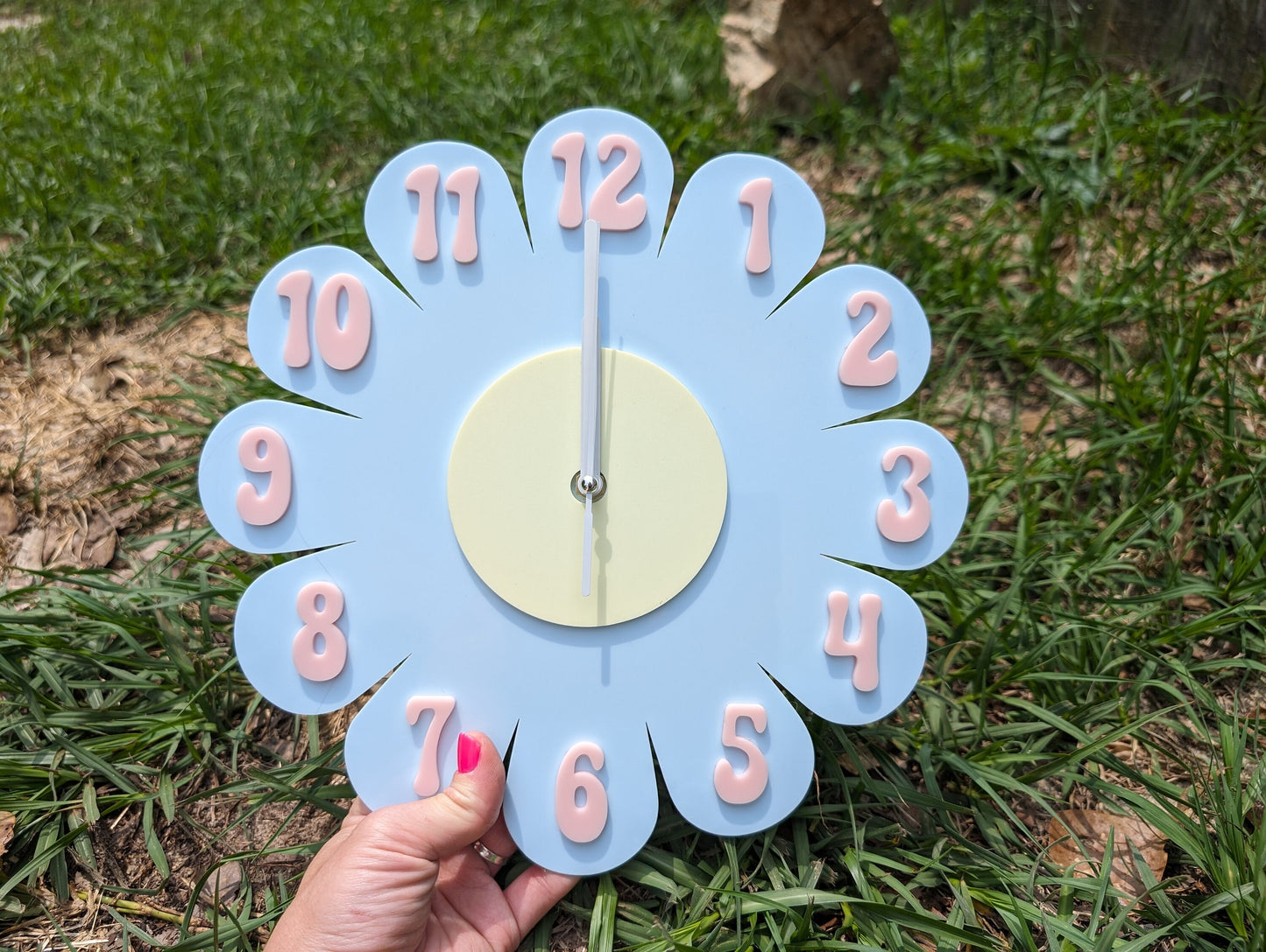 Baby Blue Daisy Wall Clock
