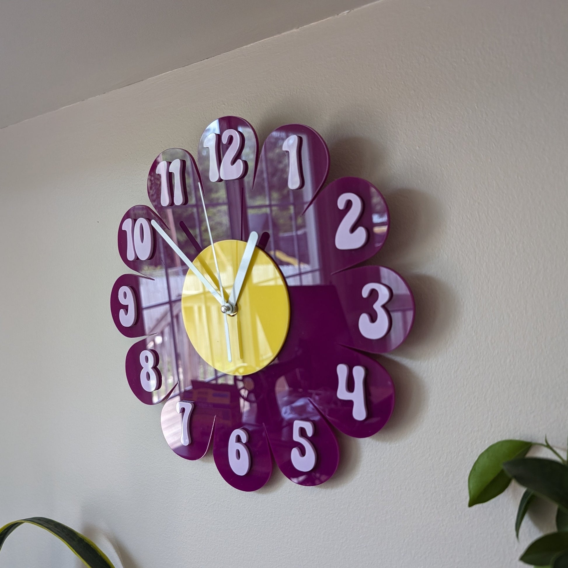 Purple Daisy Wall Clock