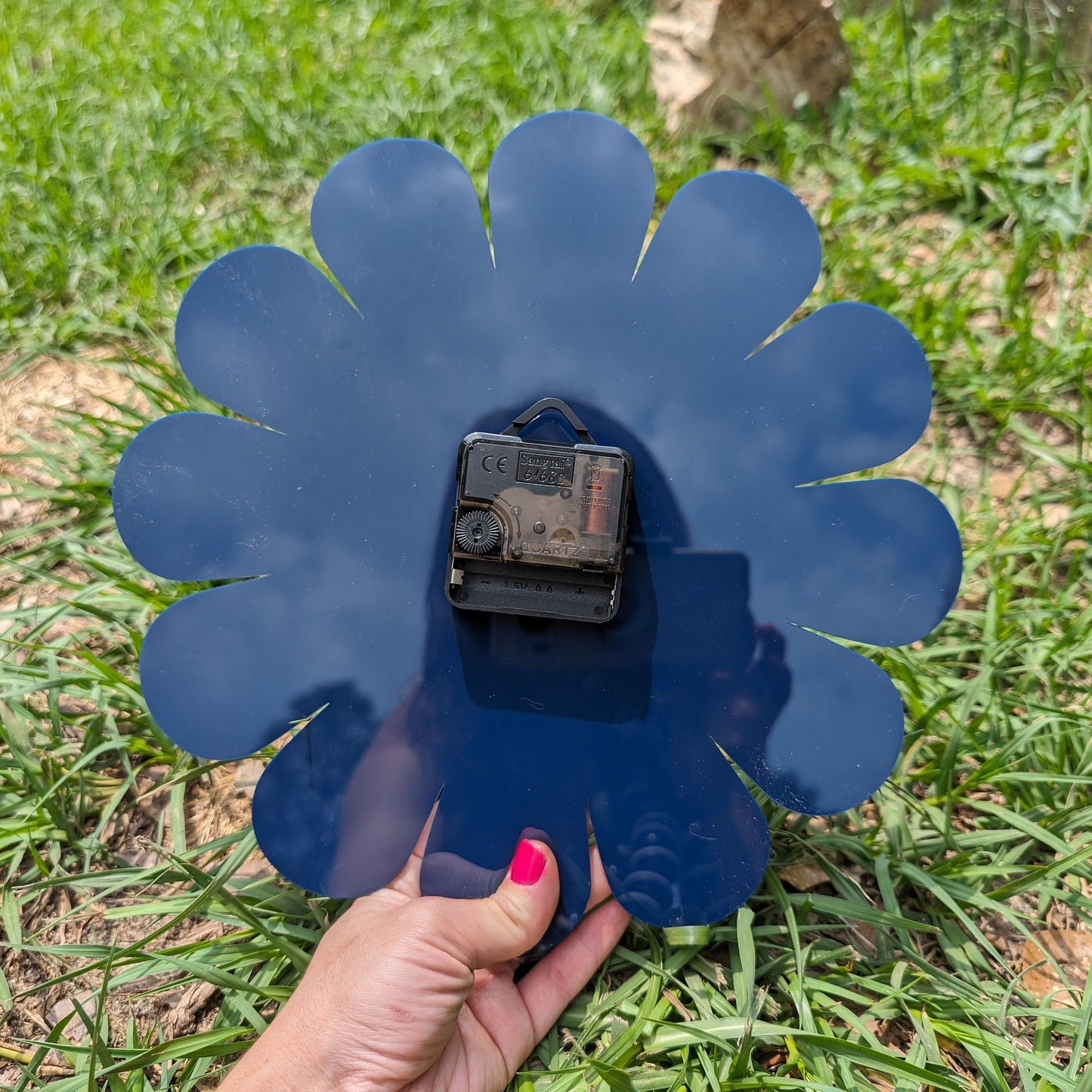 Navy Daisy Wall Clock