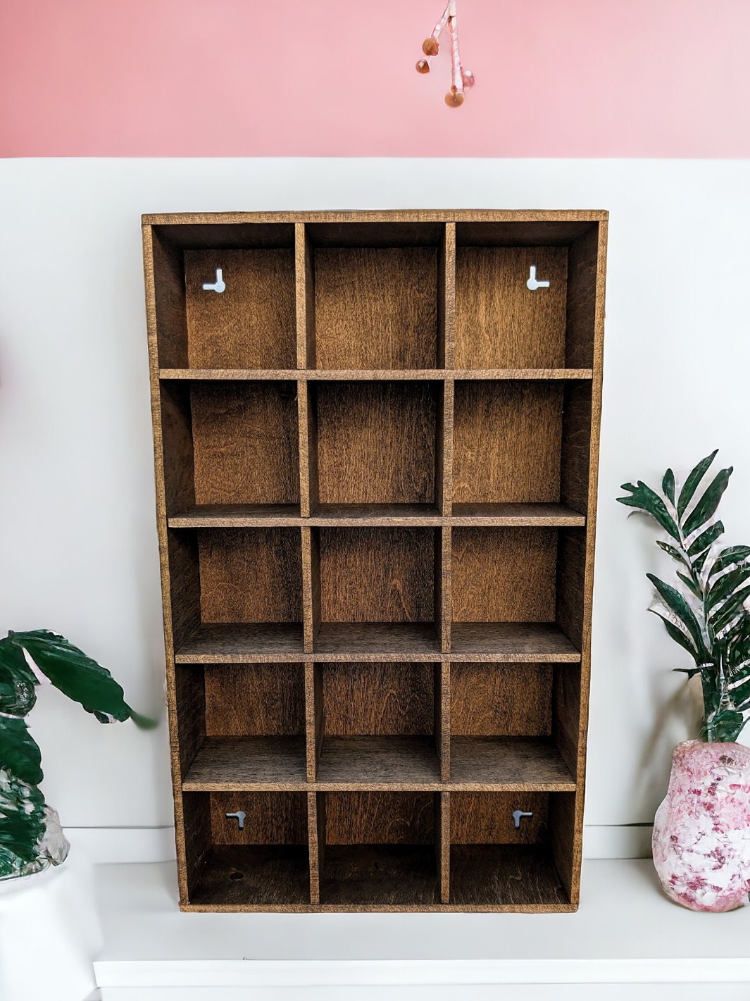 15 Compartment Wooden Display Shelf - 3x3 - Trinket Shelf - Curio Cabinet