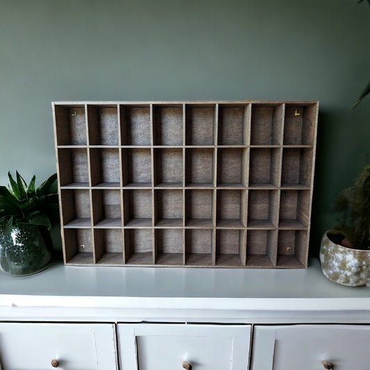 32 Compartment Wooden Display Shelf - 4x3 - Trinket Shelf - Curio Cabinet