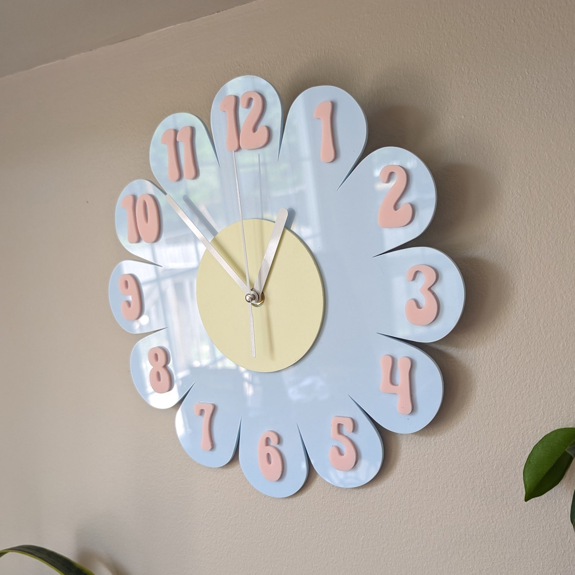 Baby Blue Daisy Wall Clock