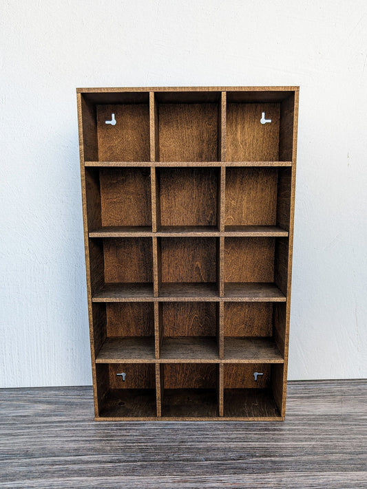 15 Compartment Wooden Display Shelf - 3x3 - Trinket Shelf - Curio Cabinet