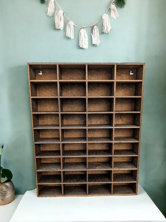 36 Compartment Wooden Display Shelf - 2x3.75 - Trinket Shelf - Curio Cabinet