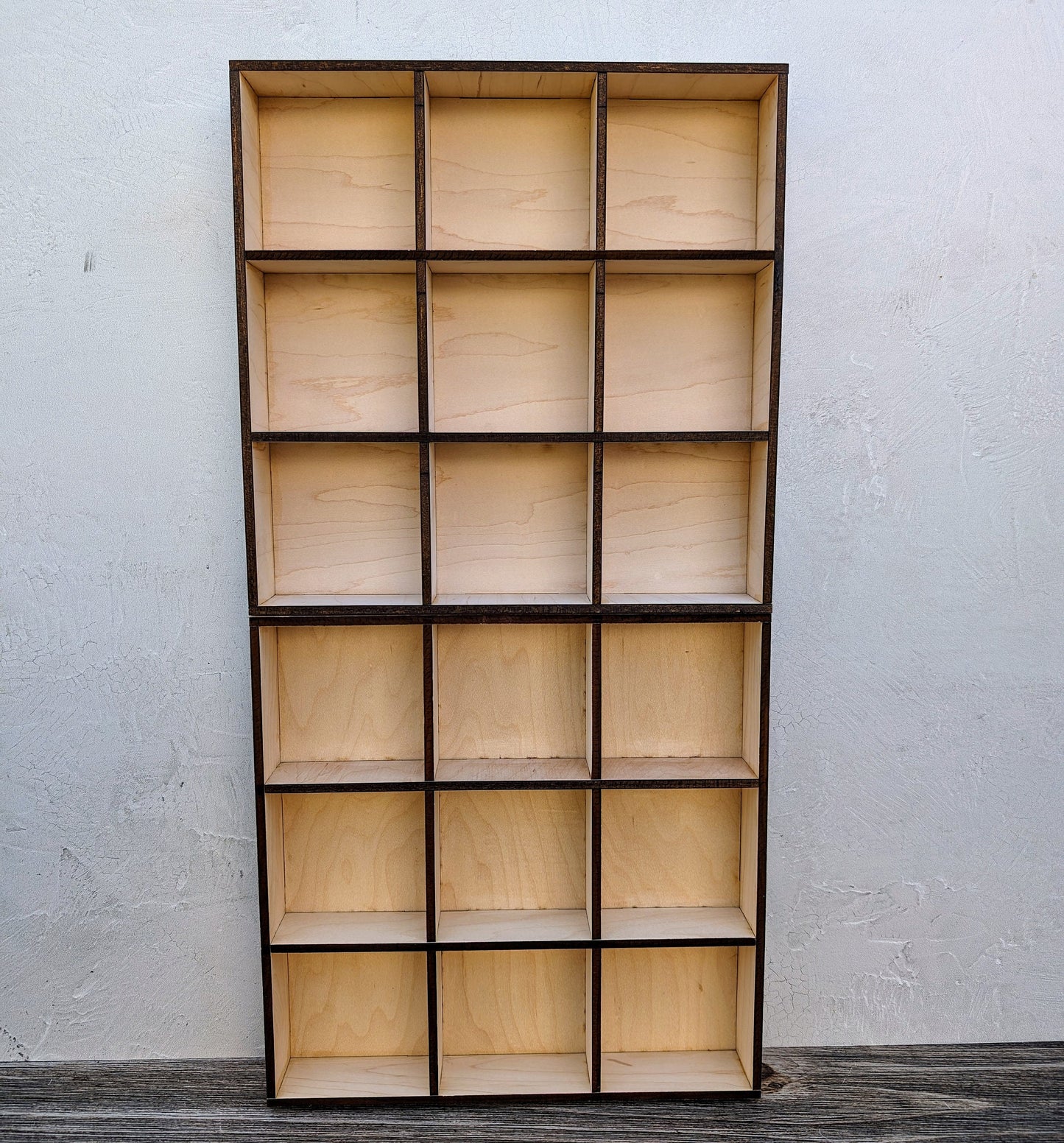 9 Compartment Wooden Display Shelf - 3.25x3.25 - Trinket Shelf - Curio Cabinet