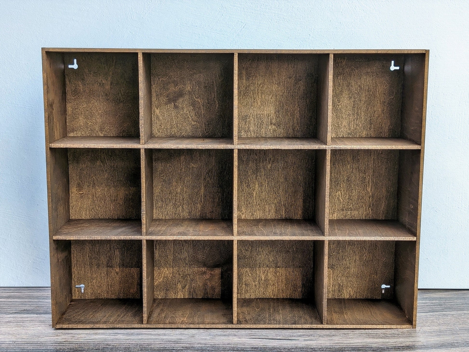 12 Compartment Wooden Display Shelf -5x5 - Trinket Shelf - Curio Cabinet