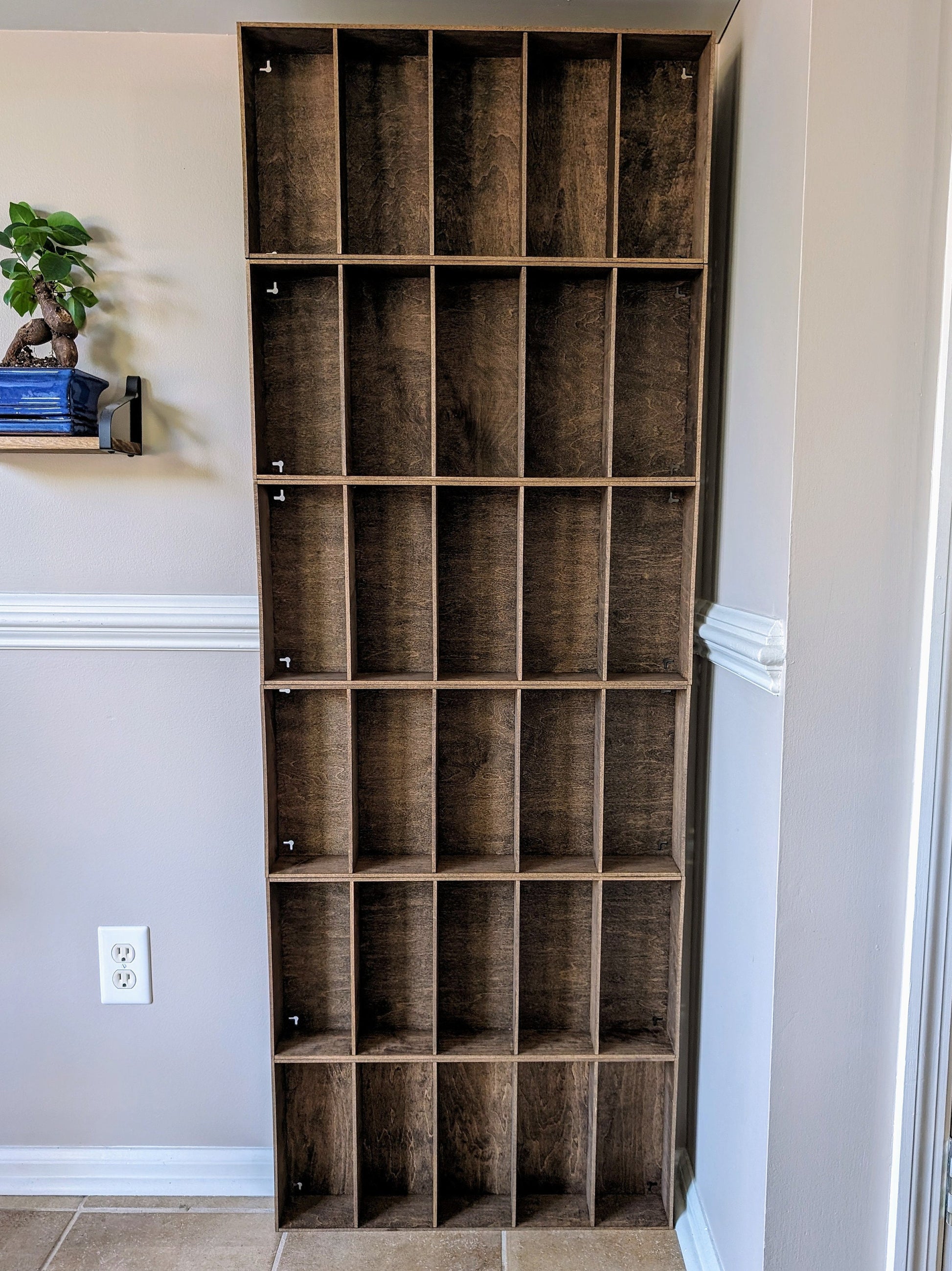 5 Compartment Wooden Display Shelf - 10x4.2 - Trinket Shelf - Curio Cabinet