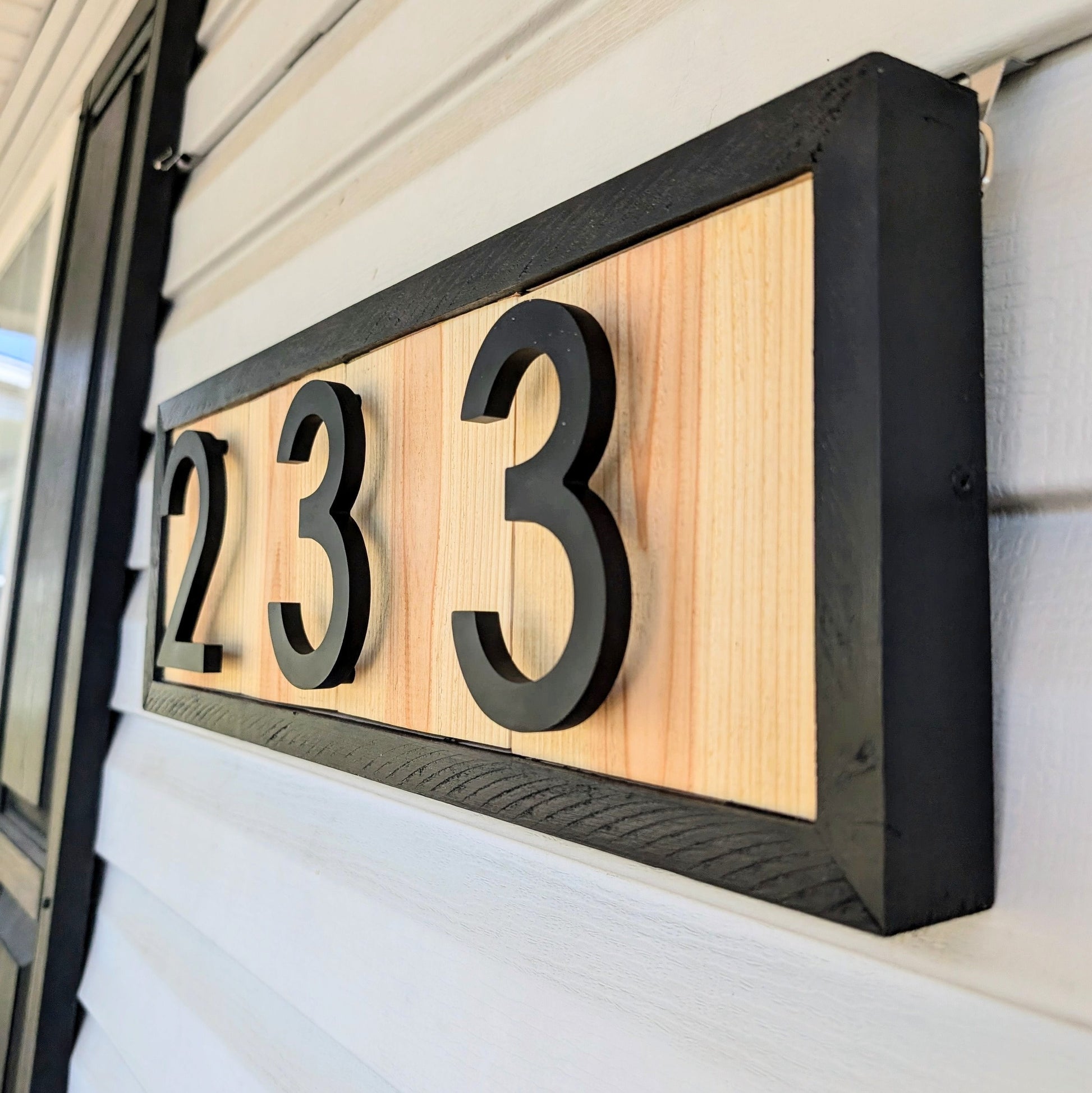 3d House Number Sign - Modern Street Number Address Sign - Wooden Outdoor Street Sign - Custom Cedar Mailbox Number Sign - Framed Wood Sign