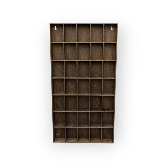 35 Compartment Wooden Display Shelf - 3.5x2.5 - Trinket Shelf - Curio Cabinet