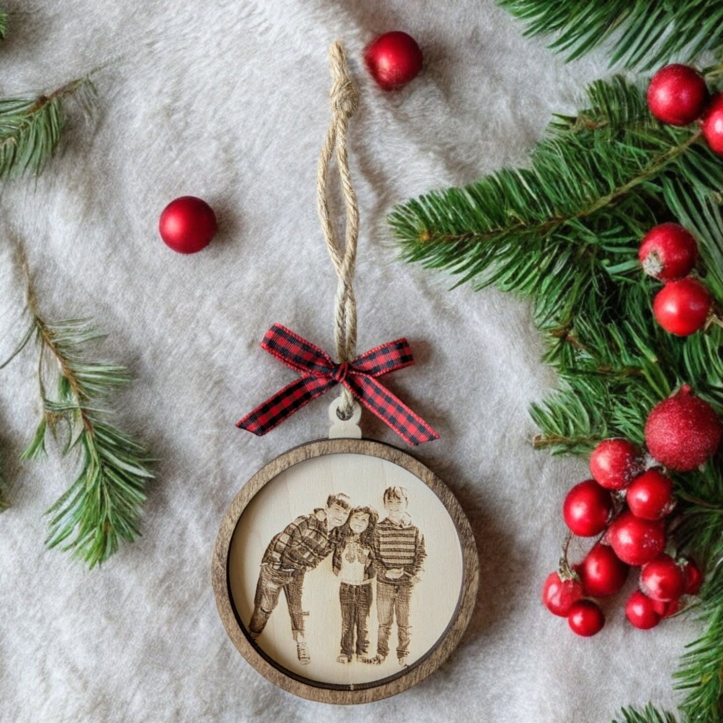 Custom Photo Engraved Family Memory Ornament