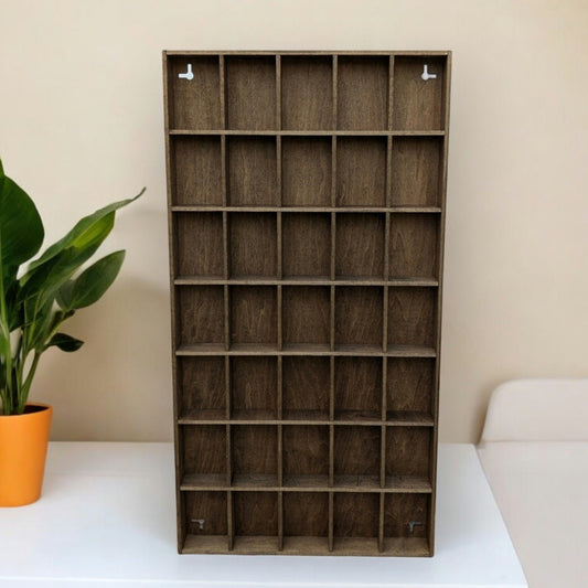 35 Compartment Wooden Display Shelf - 3.5x2.5 - Trinket Shelf - Curio Cabinet