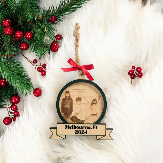 Custom Photo Engraved Family Memory Ornament - Personalized Memorial Picture Ornament - Custom Family Christmas Ornament - Photo Gift