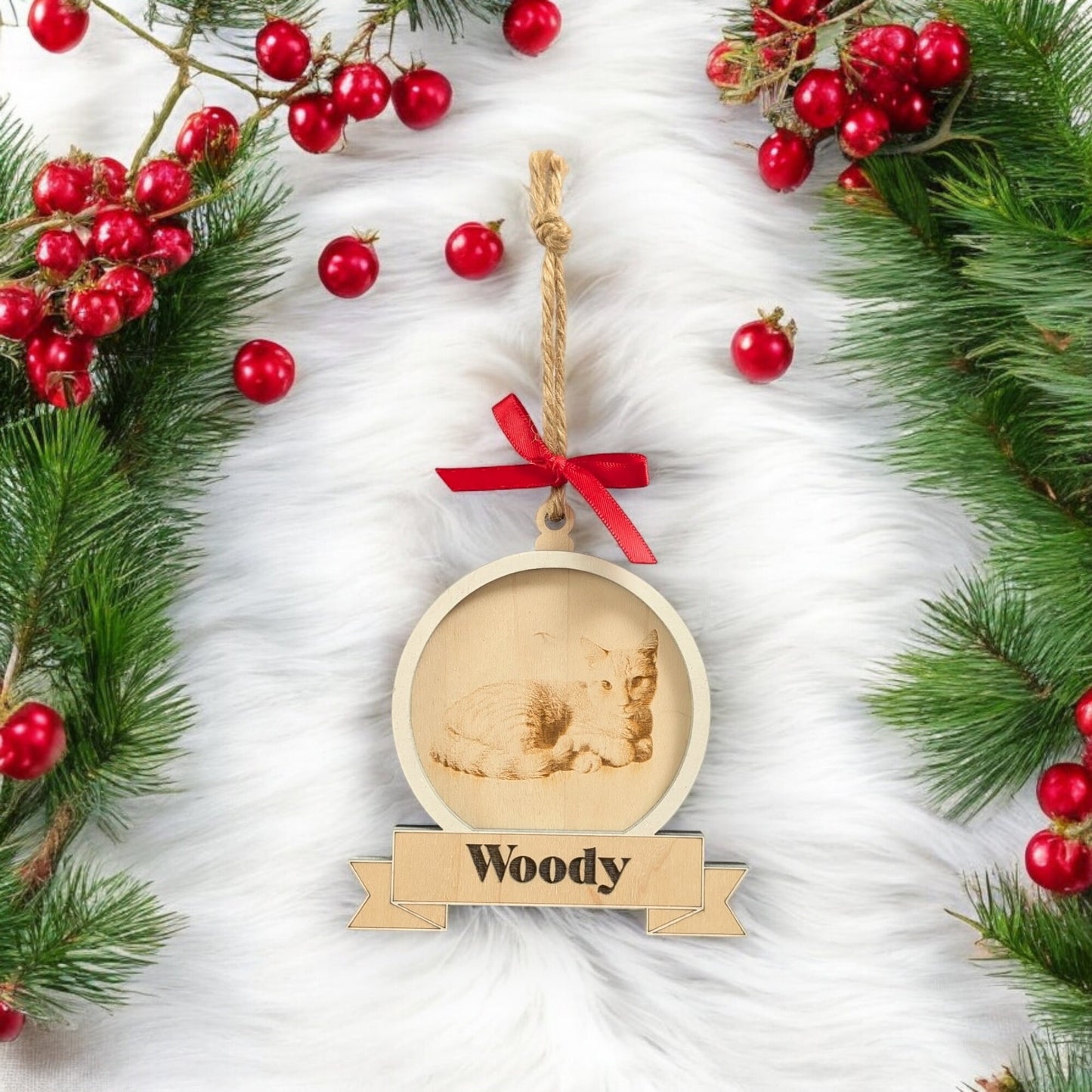 Custom Pet Memorial Photo Engraved Memory Ornament