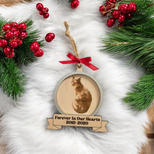 Custom Pet Memorial Photo Engraved Family Memory Ornament -Personalized Picture Ornament - Custom Family Christmas Ornament - Photo Gift