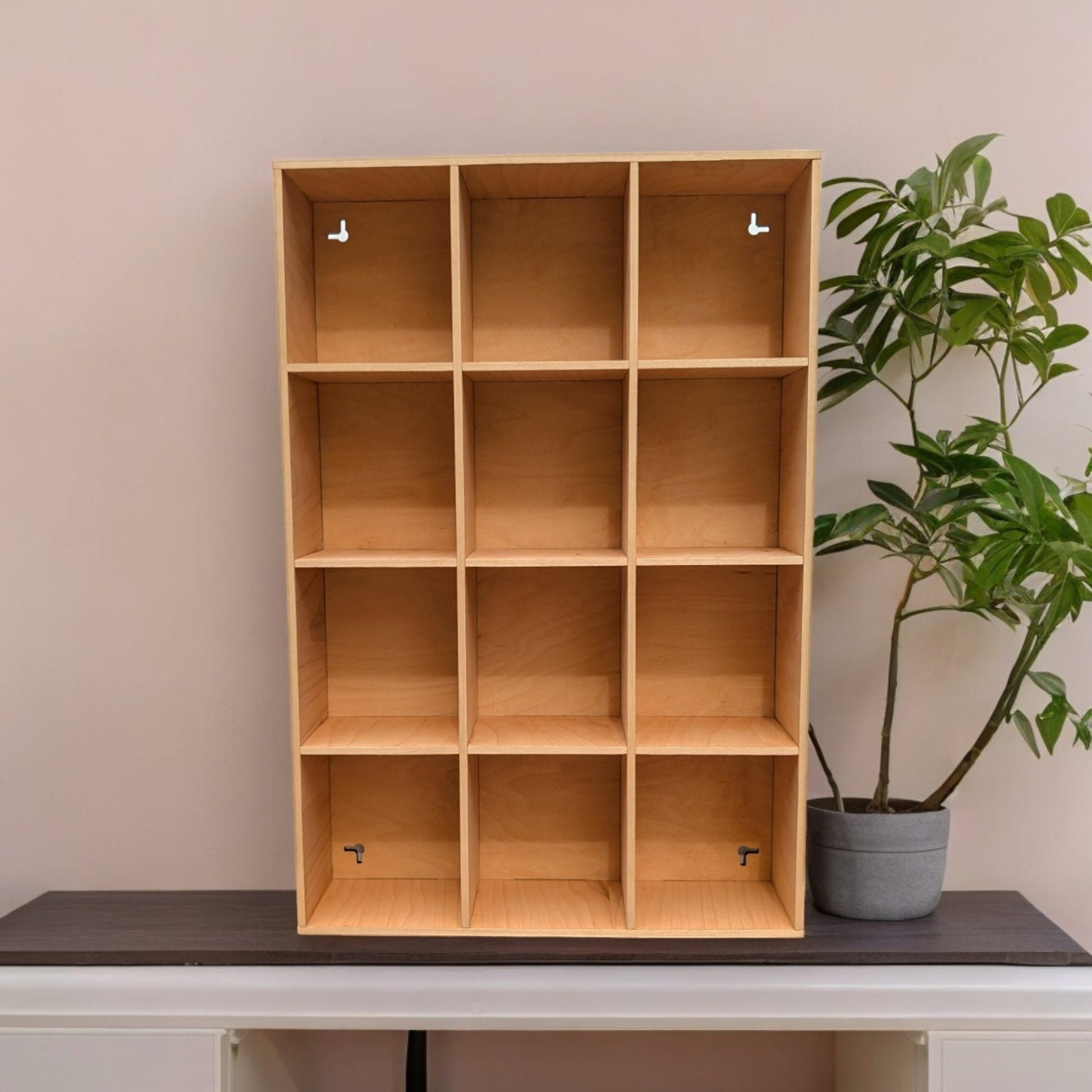 12 Compartment Wooden Display Shelf 4"x4.5"