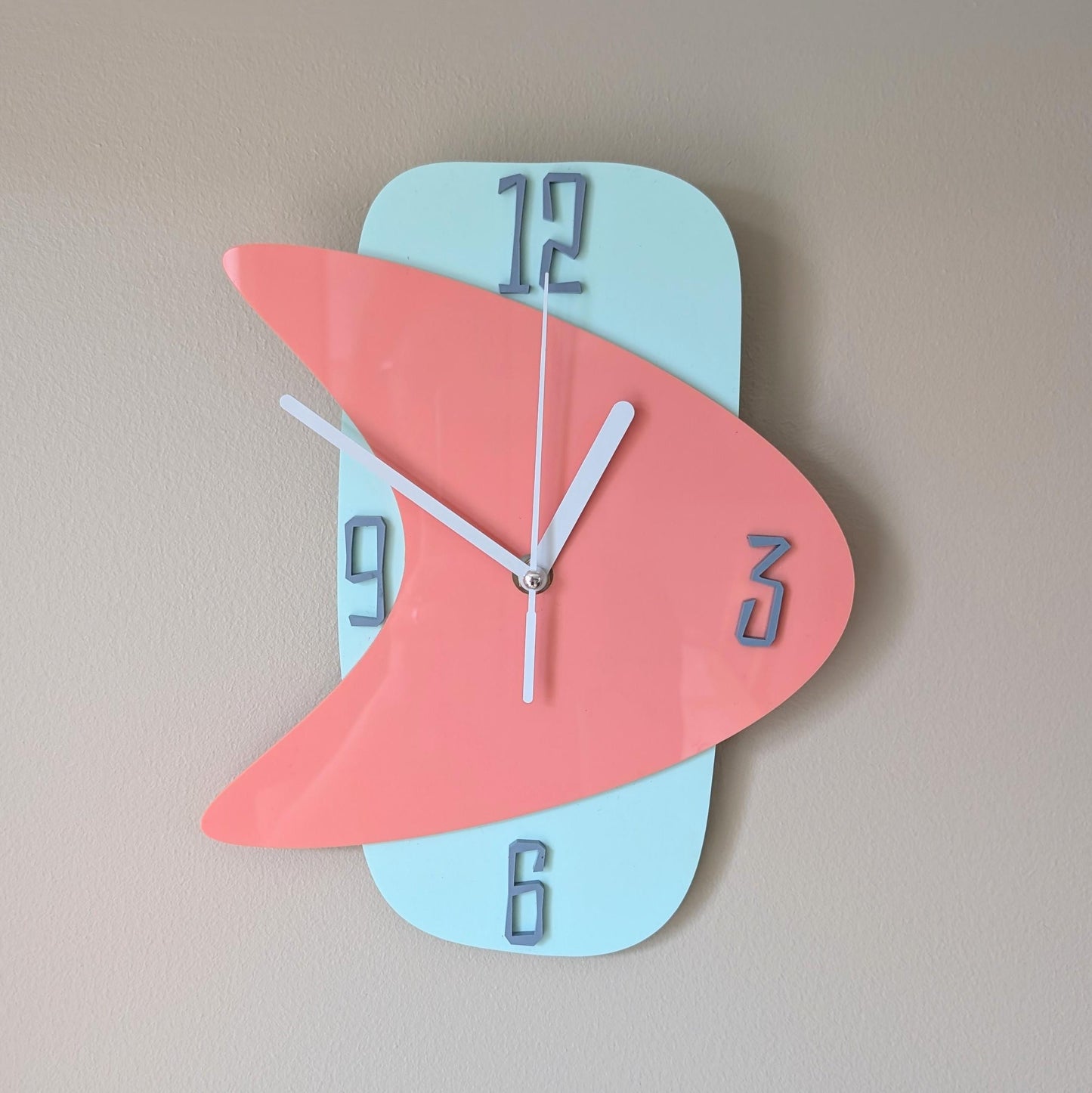 Mid Century Retro 50s Style Clock - Atomic Clock - Kitchen Clock - MCM Decor - Mid Century Modern Clock -Funky Nursery Clock - Diner Decor