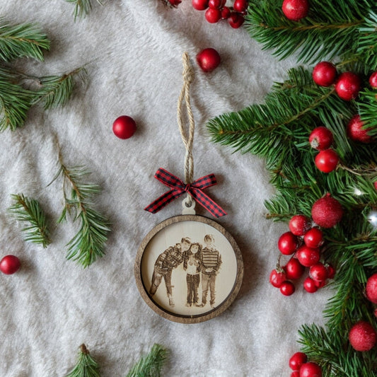 Custom Photo Engraved Family Memory Ornament - Personalized Memorial Picture Ornament - Custom Family Christmas Ornament - Photo Gift