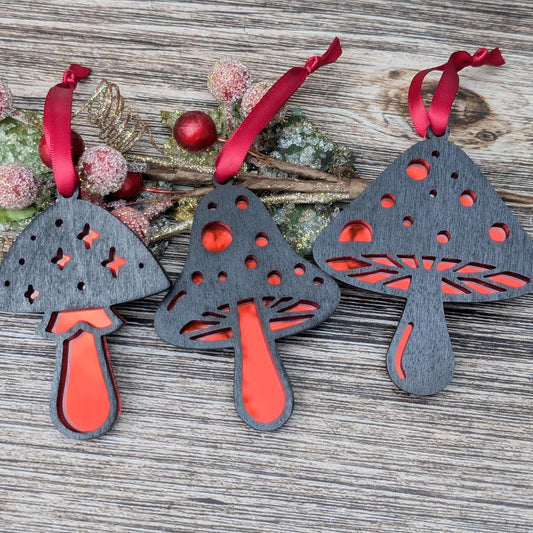 Set of 3 Mushroom Ornaments