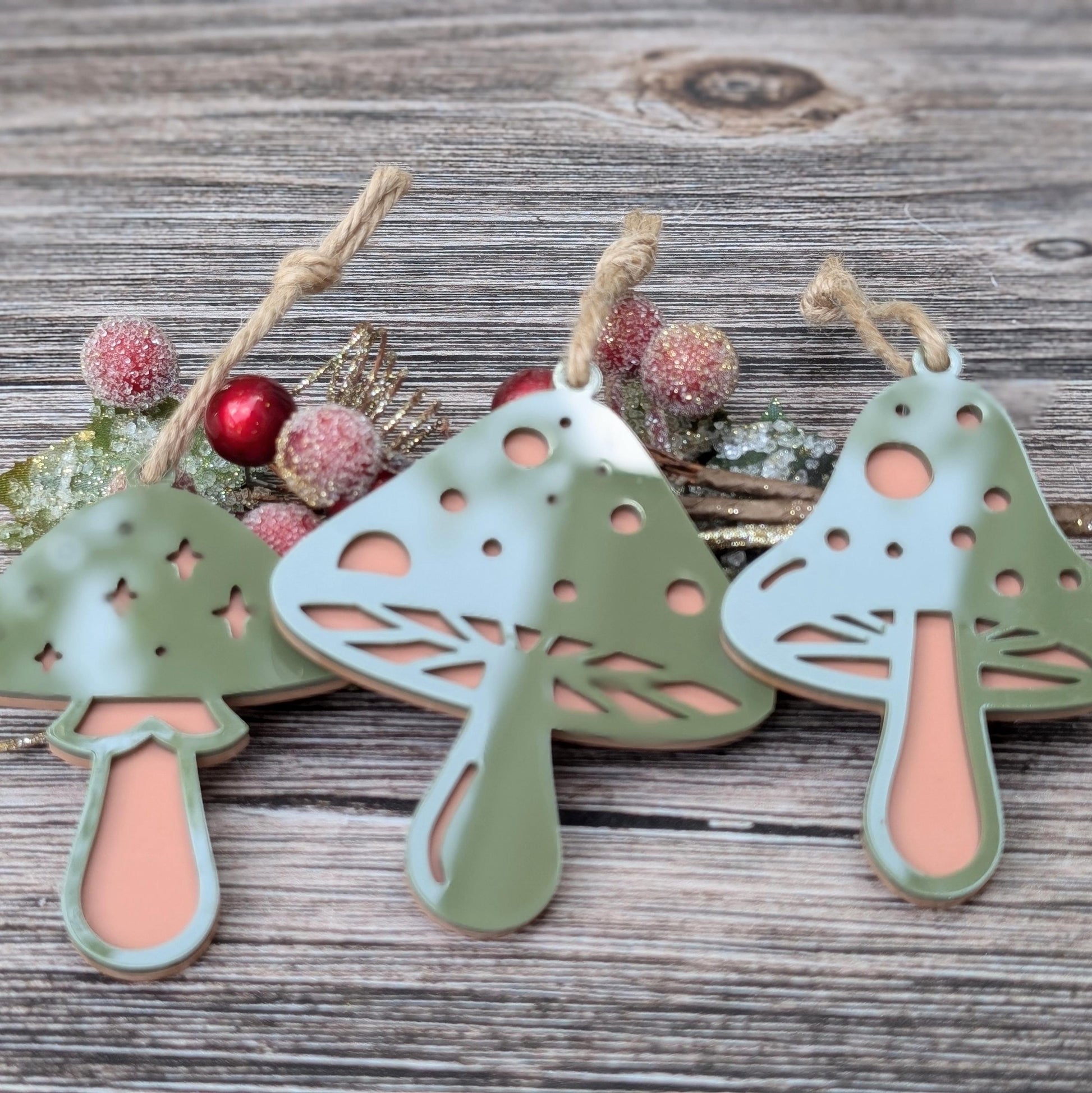 Set of 3 Mushroom Ornaments
