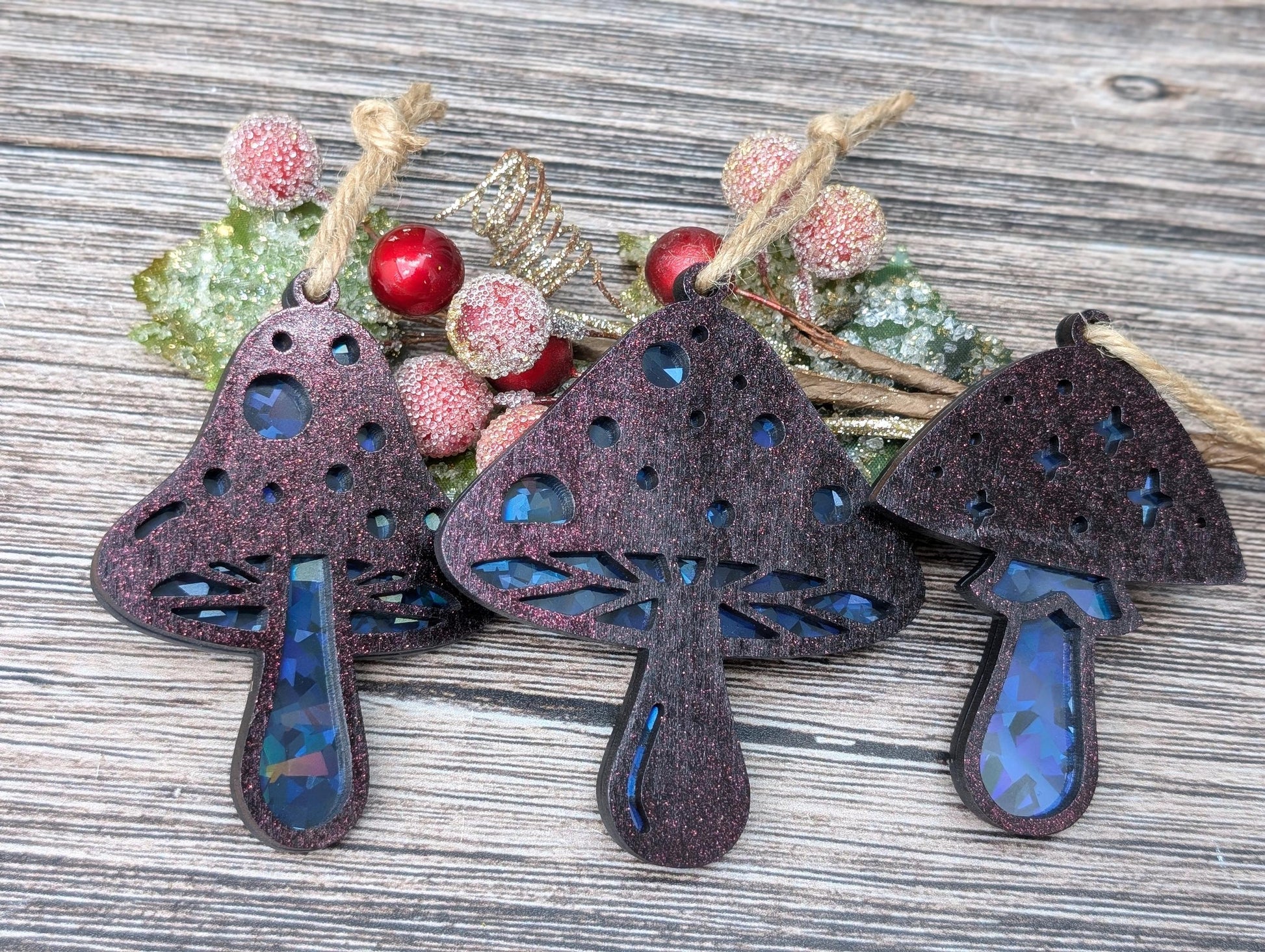 Set of 3 Mushroom Ornaments