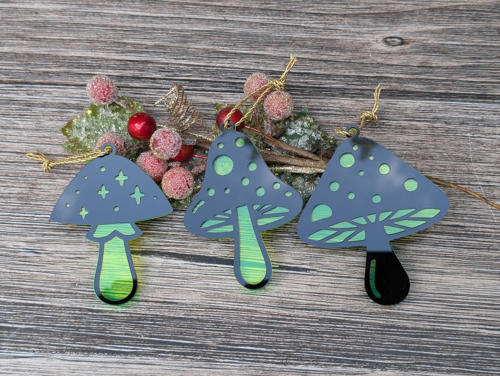 Set of 3 Mushroom Ornaments