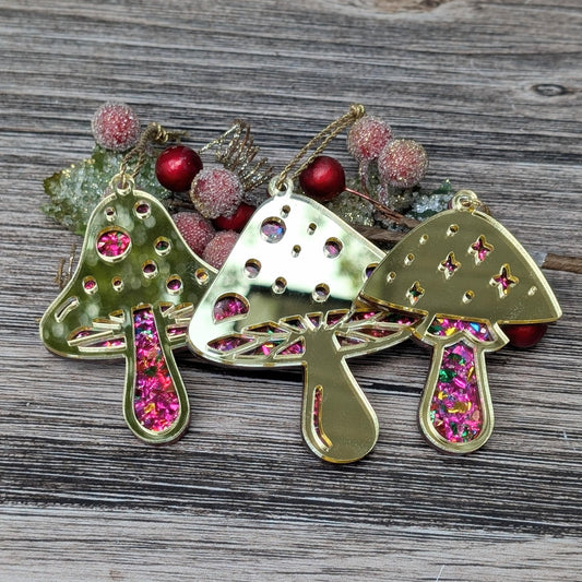 Set of 3 Mushroom Ornaments