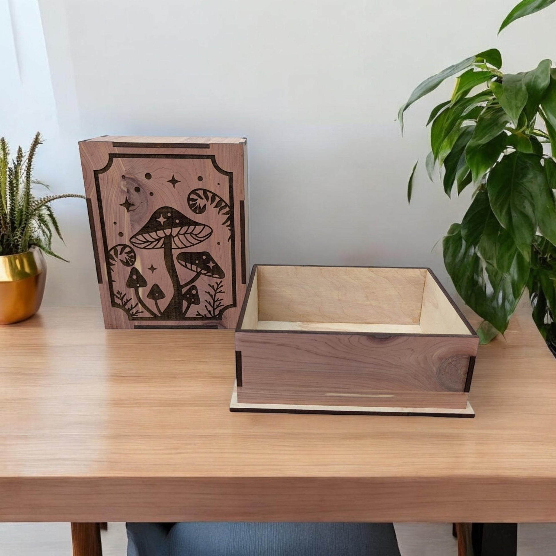 Custom Mushroom Wooden Display Box - Crystal Box- Curio Cabinet- Knick Knack Display - Printer Tray -Custom Organizer Display - Tarot Box