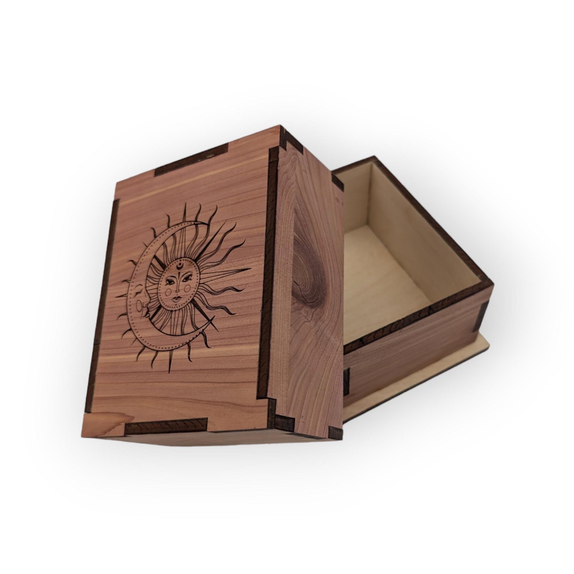 Custom Sun & Moon Wooden Display Box - Crystal Box- Curio Cabinet- Knick Knack Display - Printer Tray -Custom Organizer Display - Tarot Box