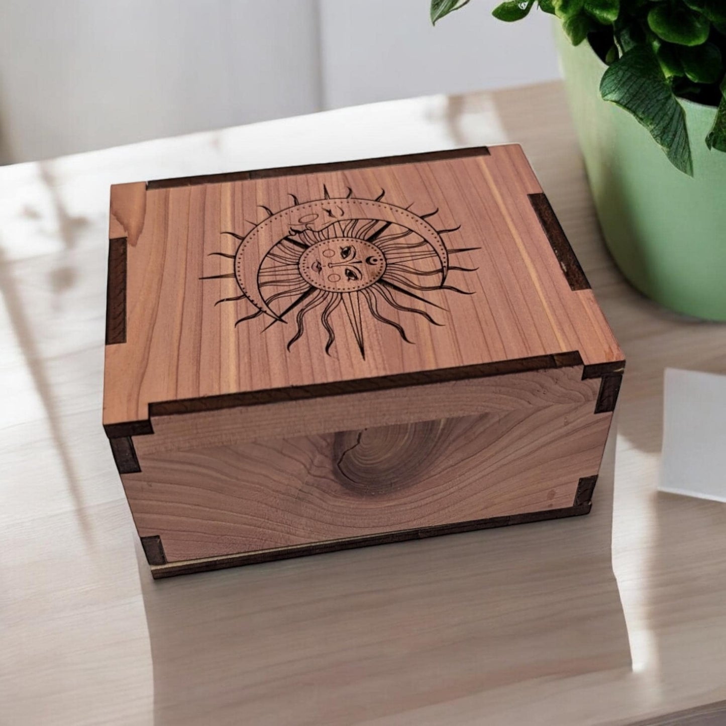 Custom Sun & Moon Wooden Display Box - Crystal Box- Curio Cabinet- Knick Knack Display - Printer Tray -Custom Organizer Display - Tarot Box