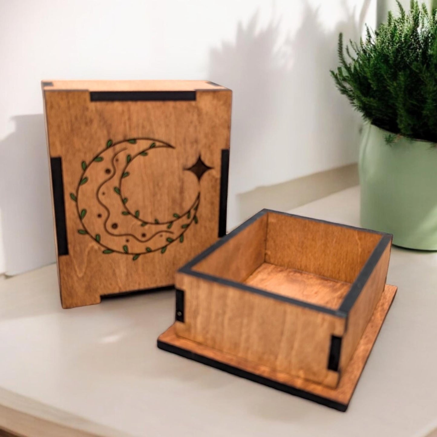 Custom Moon Wooden Display Box - Crystal Box- Curio Cabinet- Knick Knack Display - Printer Tray -Custom Organizer Display - Tarot Box