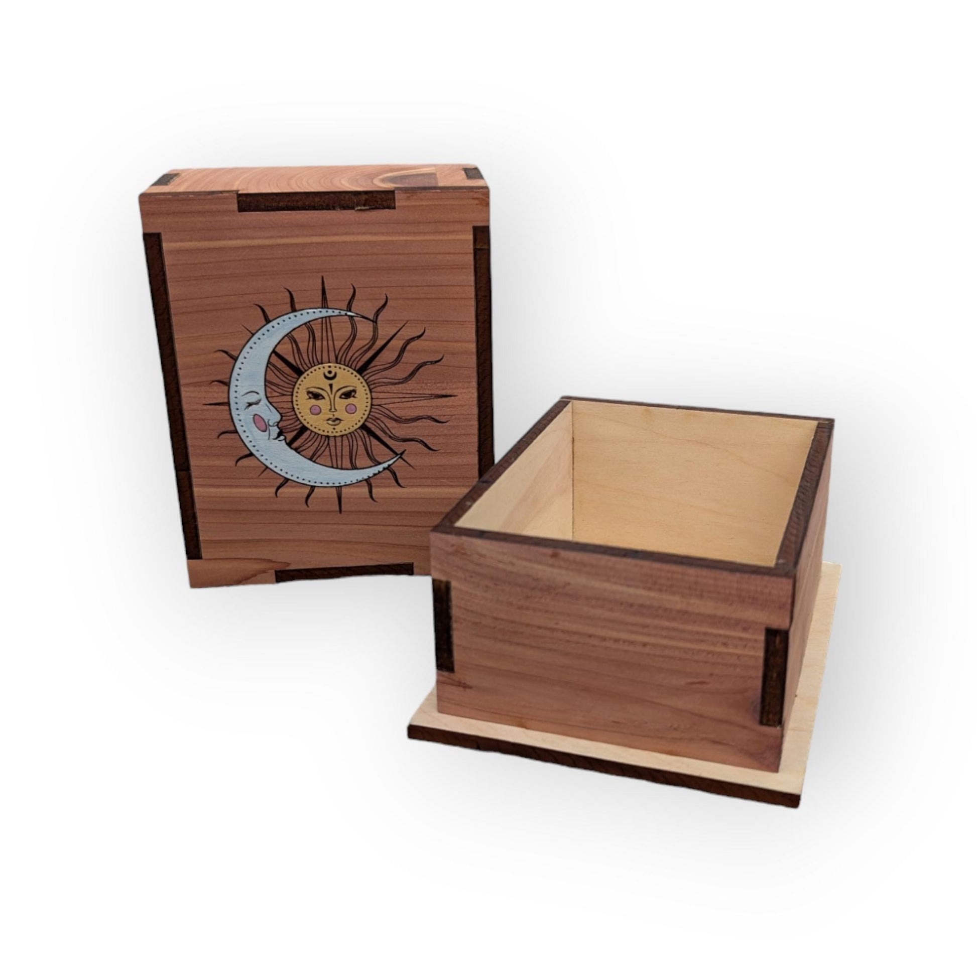 Custom Sun & Moon Wooden Display Box - Crystal Box- Curio Cabinet- Knick Knack Display - Printer Tray -Custom Organizer Display - Tarot Box