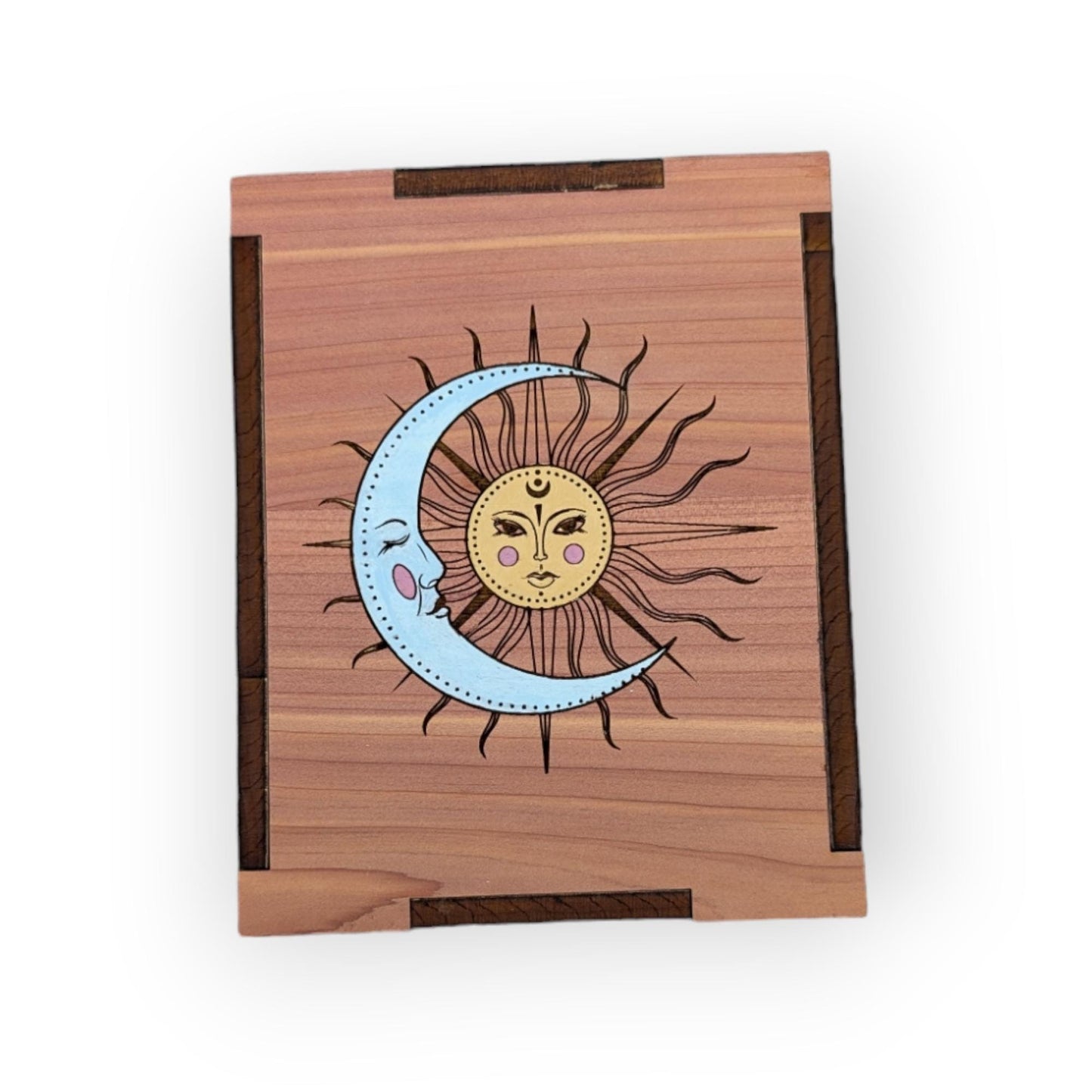 Custom Sun & Moon Wooden Display Box - Crystal Box- Curio Cabinet- Knick Knack Display - Printer Tray -Custom Organizer Display - Tarot Box